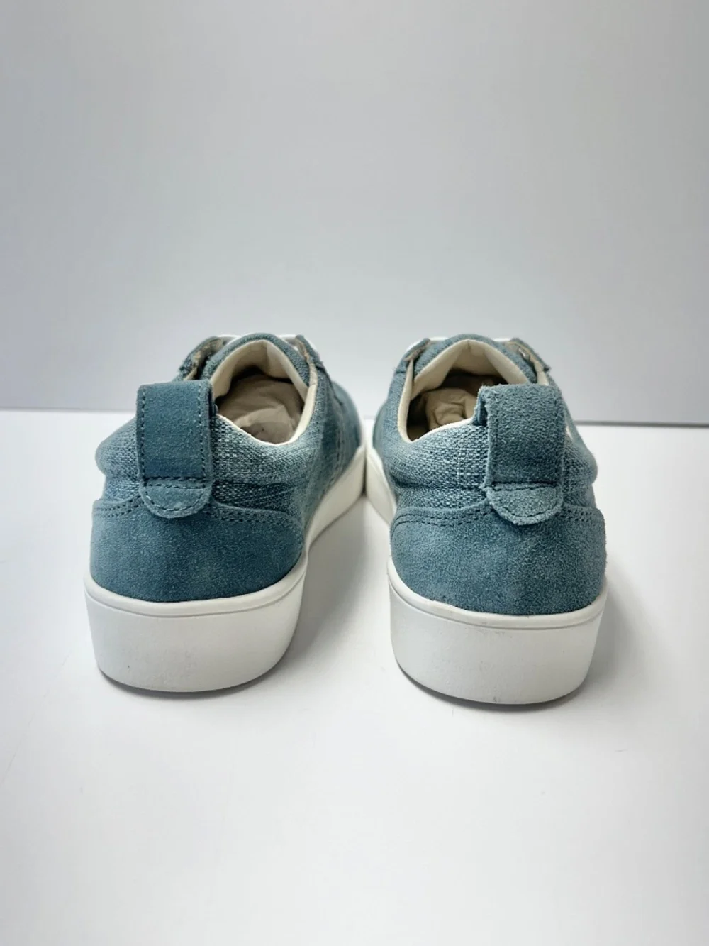 Revitalign Women’s 7.5B Orthotic Slip-On Sneakers Blue Denim Leather Trim NWOB